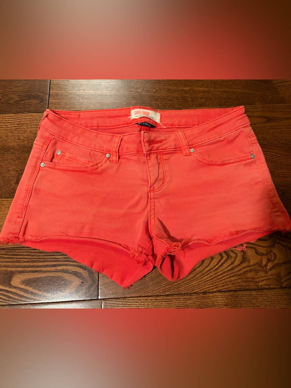 Garage Coral Red Denim Cutoff Shorts